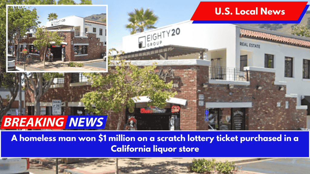 A homeless man won $1 million on a scratch lottery ticket purchased in a California liquor store
