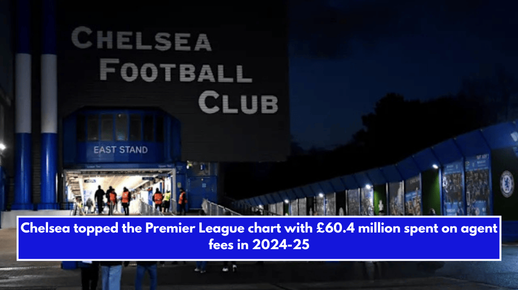 Chelsea topped the Premier League chart with £60.4 million spent on agent fees in 2024-25