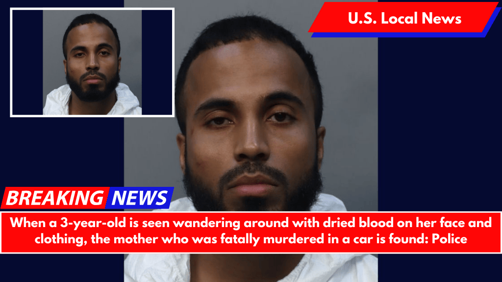 When a 3-year-old is seen wandering around with dried blood on her face and clothing, the mother who was fatally murdered in a car is found: Police