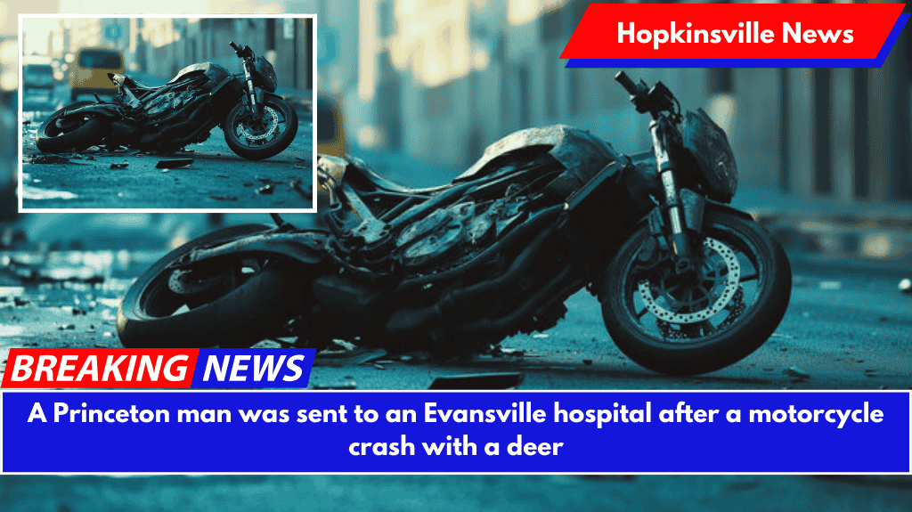 A Princeton man was sent to an Evansville hospital after a motorcycle crash with a deer