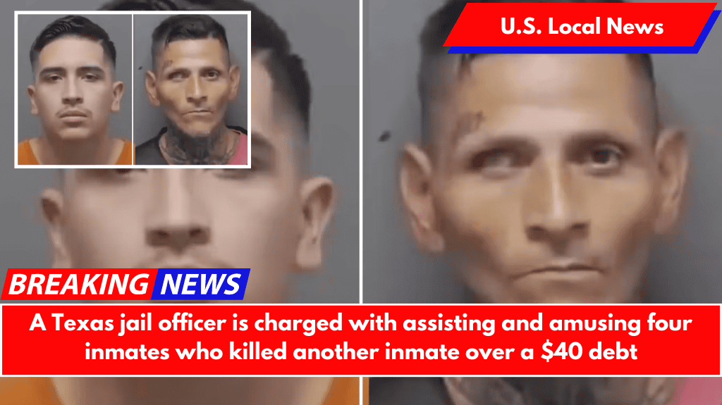 A Texas jail officer is charged with assisting and amusing four inmates who killed another inmate over a $40 debt