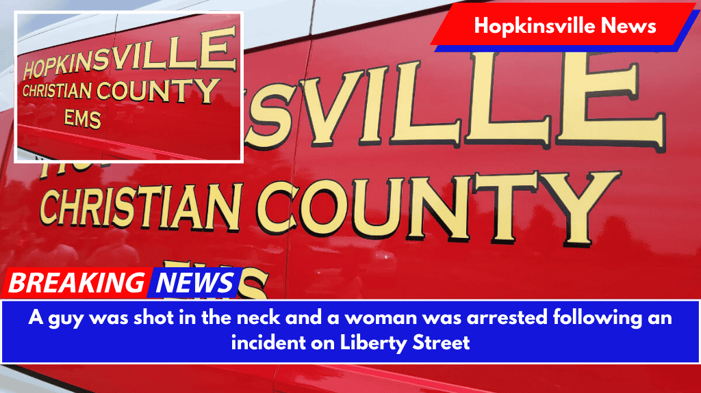 A guy was shot in the neck and a woman was arrested following an incident on Liberty Street