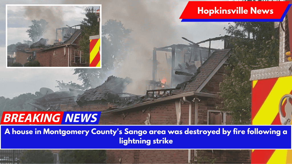 A house in Montgomery County's Sango area was destroyed by fire following a lightning strike