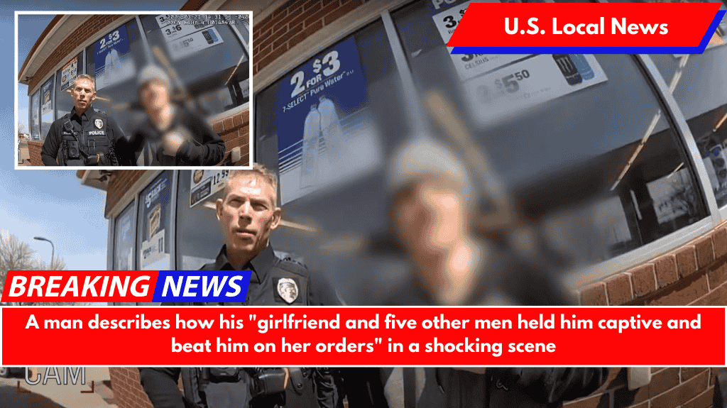 A man describes how his "girlfriend and five other men held him captive and beat him on her orders" in a shocking scene