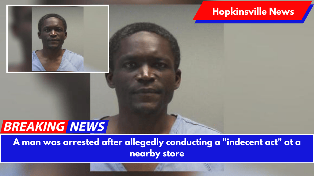 A man was arrested after allegedly conducting a "indecent act" at a nearby store