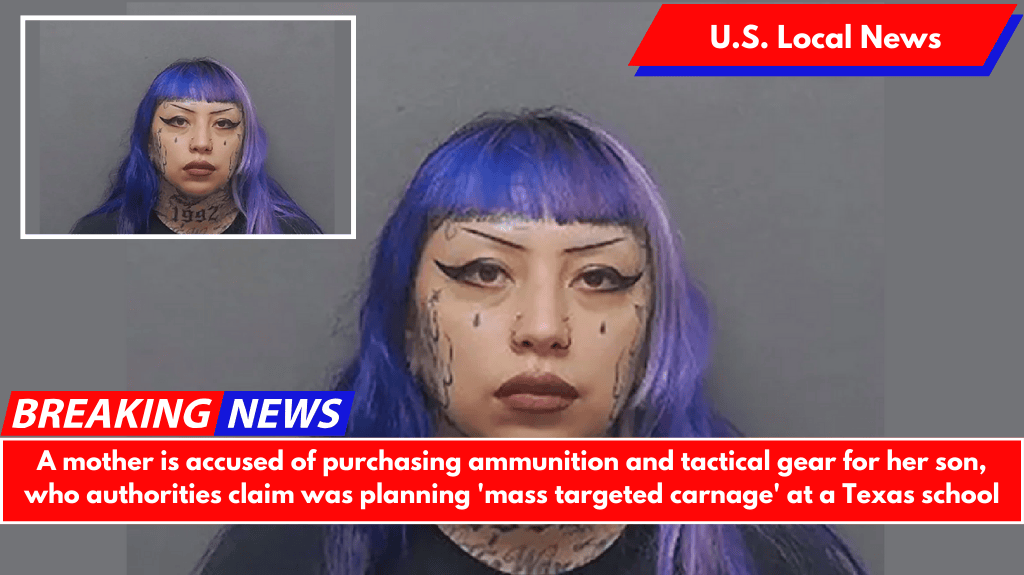 A mother is accused of purchasing ammunition and tactical gear for her son, who authorities claim was planning 'mass targeted carnage' at a Texas school