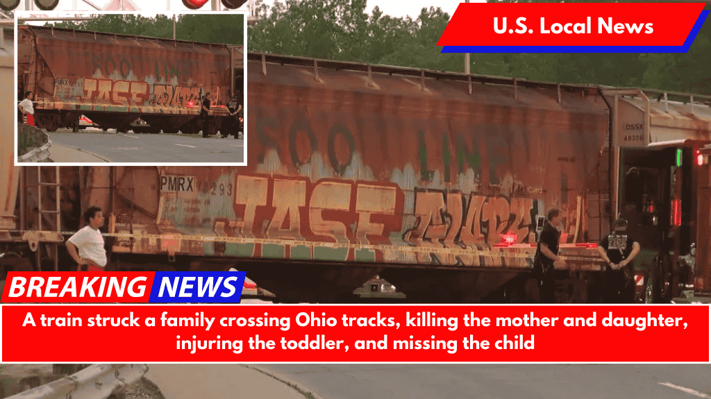 A train struck a family crossing Ohio tracks, killing the mother and daughter, injuring the toddler, and missing the child