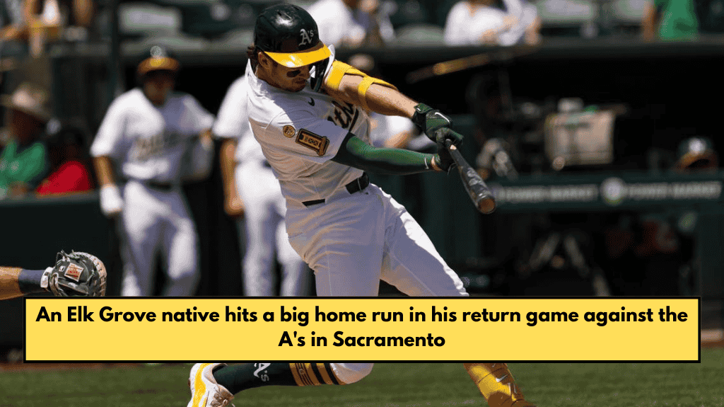 An Elk Grove native hits a big home run in his return game against the A's in Sacramento
