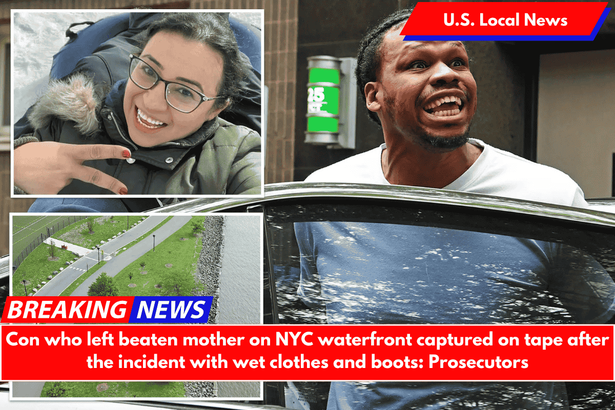 Con who left beaten mother on NYC waterfront captured on tape after the incident with wet clothes and boots: Prosecutors