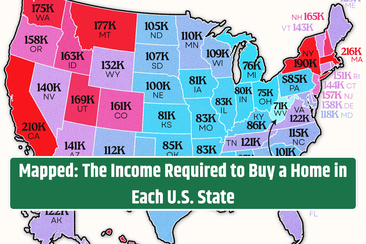 Mapped: The Income Required to Buy a Home in Each U.S. State