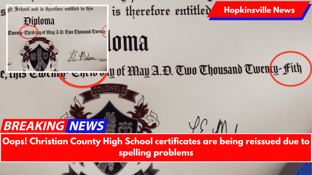 Oops! Christian County High School certificates are being reissued due to spelling problems