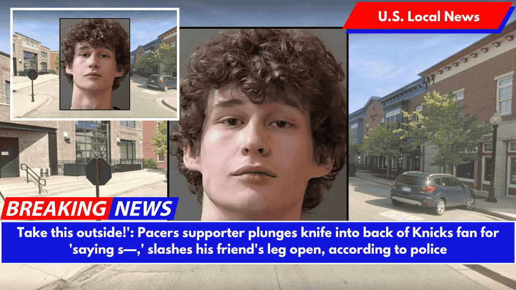 Take this outside!': Pacers supporter plunges knife into back of Knicks fan for 'saying s—,' slashes his friend's leg open, according to police