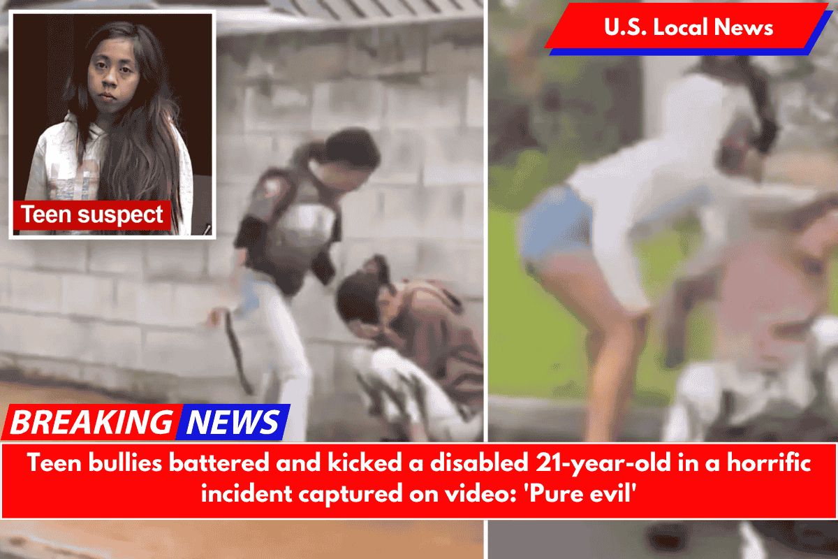 Teen bullies battered and kicked a disabled 21-year-old in a horrific incident captured on video: 'Pure evil'