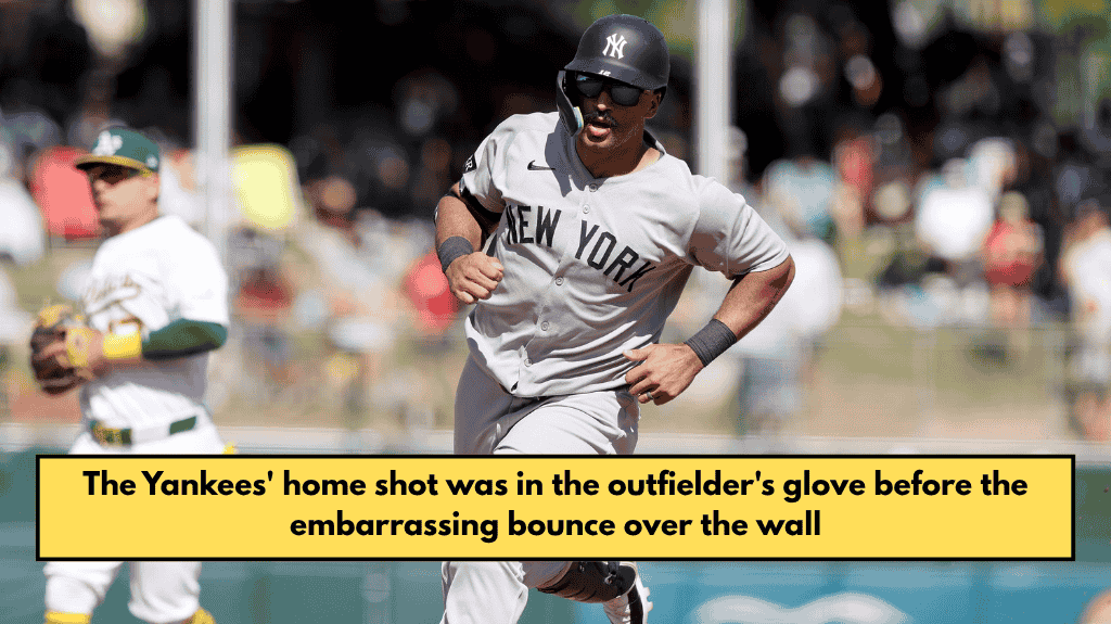 The Yankees' home shot was in the outfielder's glove before the embarrassing bounce over the wall