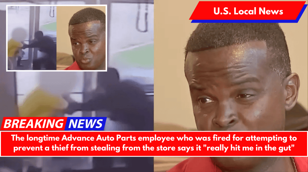 The longtime Advance Auto Parts employee who was fired for attempting to prevent a thief from stealing from the store says it "really hit me in the gut"
