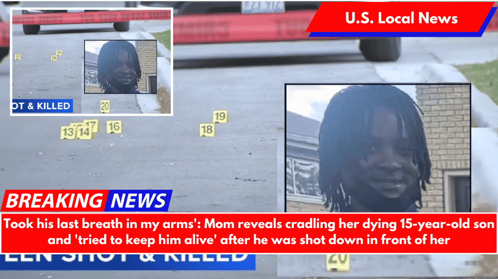 Took his last breath in my arms': Mom reveals cradling her dying 15-year-old son and 'tried to keep him alive' after he was shot down in front of her