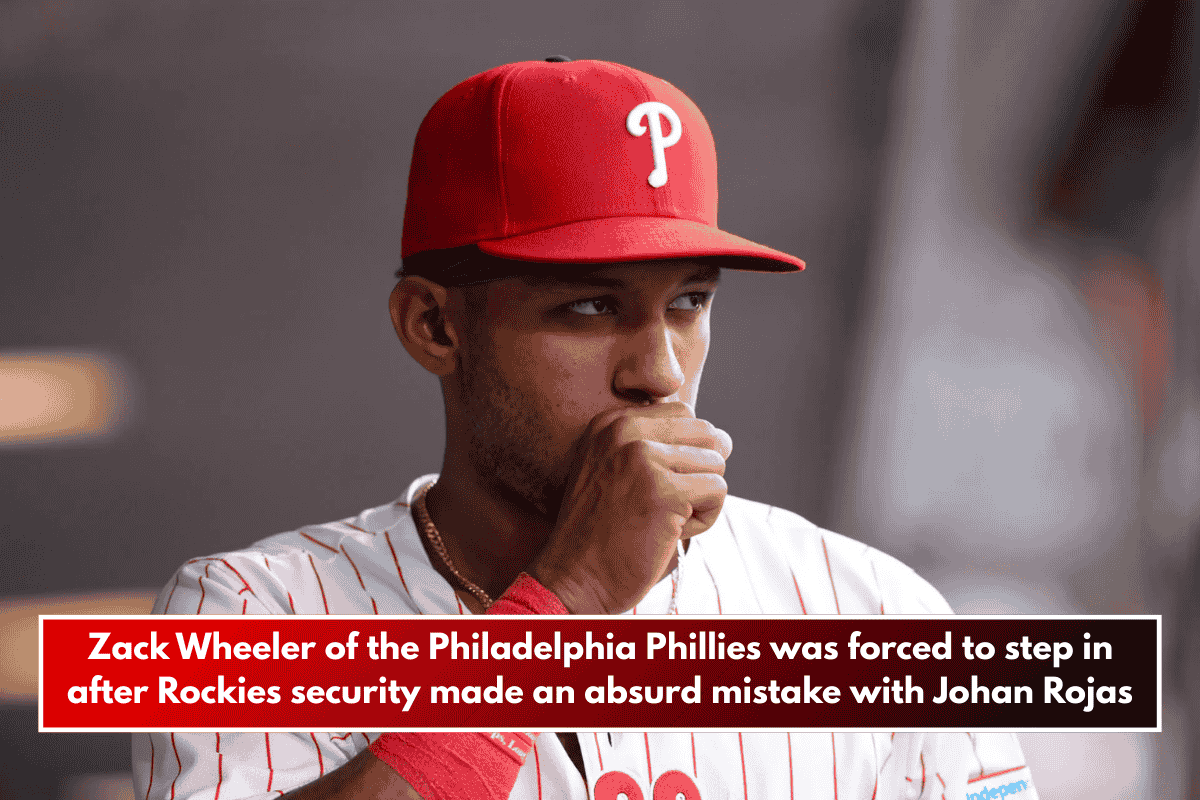 Zack Wheeler of the Philadelphia Phillies was forced to step in after Rockies security made an absurd mistake with Johan Rojas